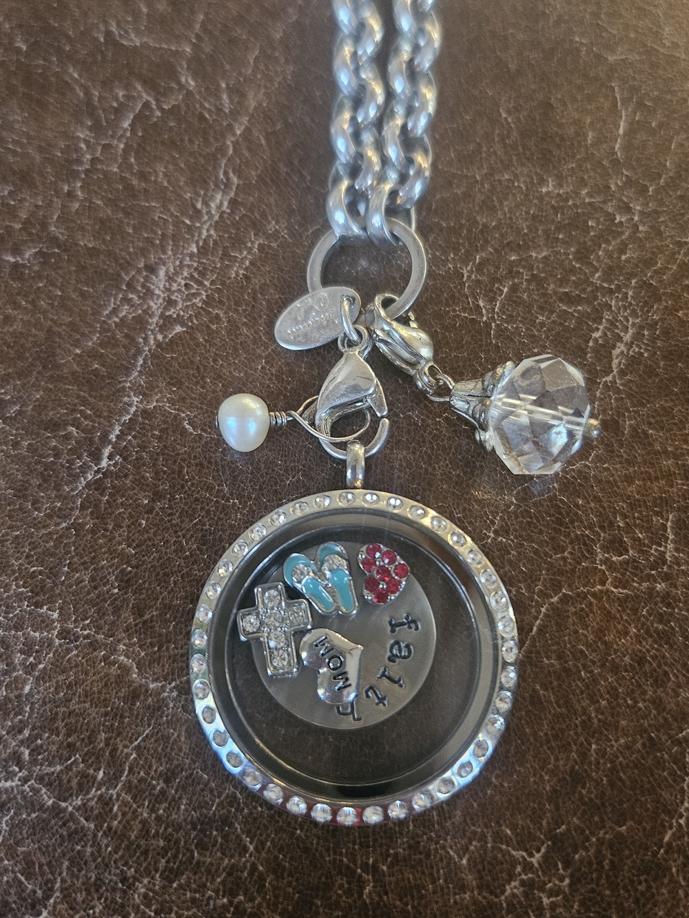 Origami Owl Silver-Tone Floating Charm Locket Necklace with Charms